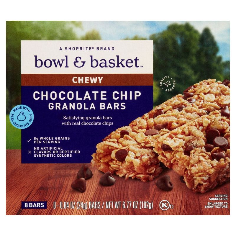 Bowl &amp; Basket Chewy Chocolate Chip Granola Bars, 0.84 oz, 8 count