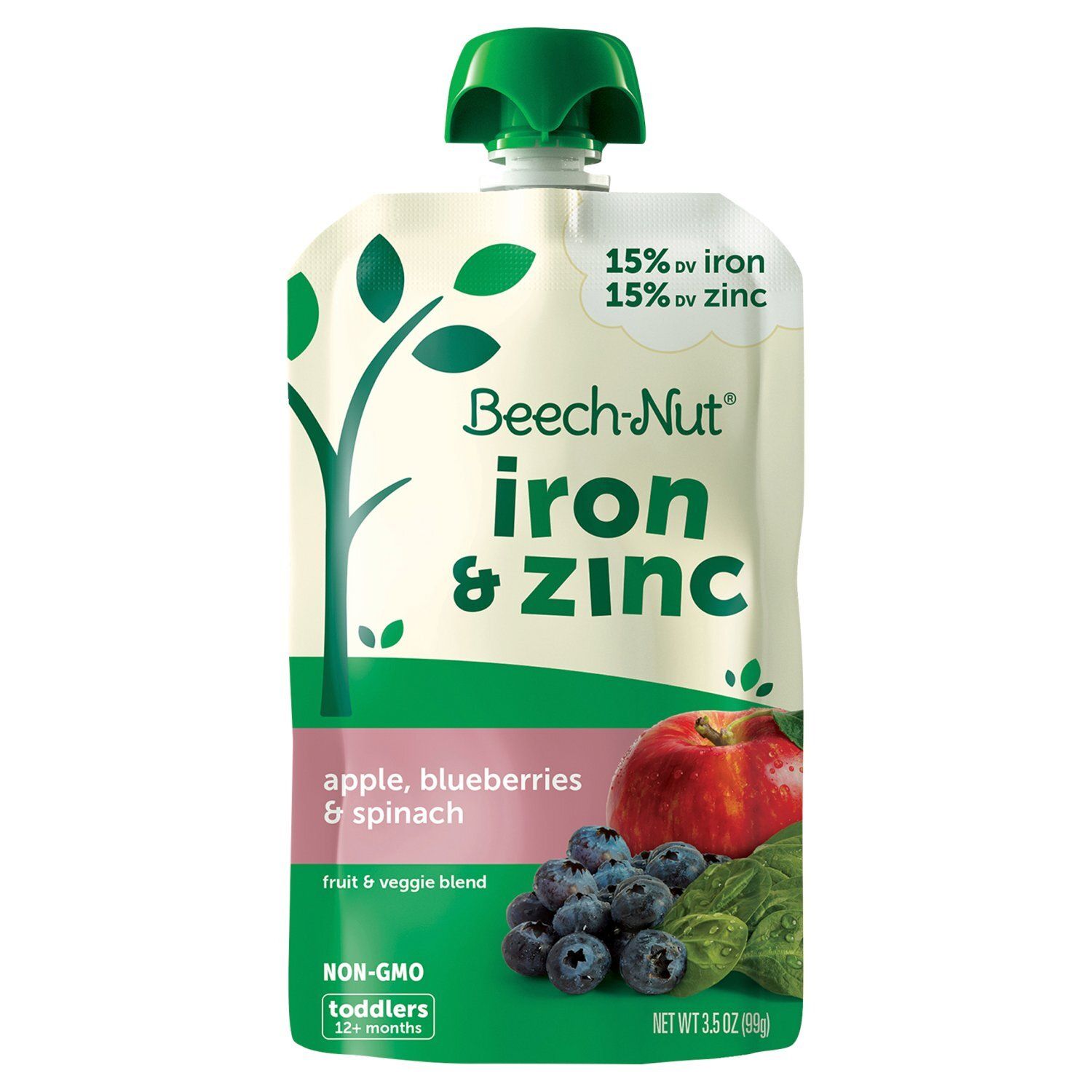 Beech-Nut Iron &amp; Zinc Fruit &amp; Veggie Blend Baby Food, Toddlers, 12+ Months, 3.5 oz