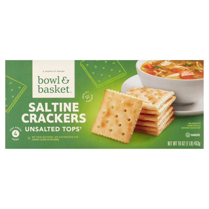 Bowl &amp; Basket Unsalted Tops Saltine Crackers, 4 count, 16 oz