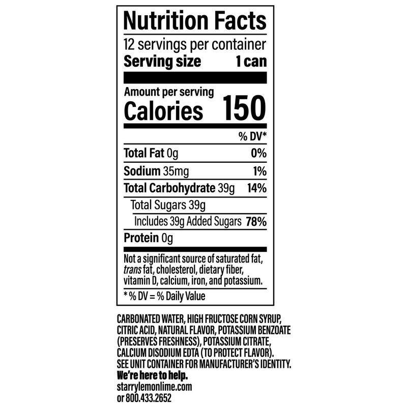 Starry Soda Lemon Lime 12 Fl Oz, 12 Count