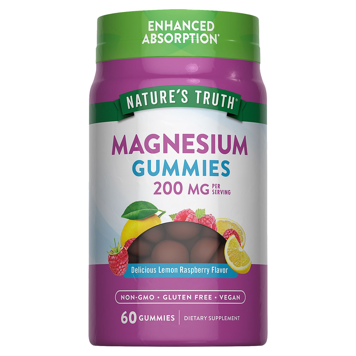 Nature's Truth Enhanced Absorption Magnesium Gummies Dietary Supplement, 200 mg, 60 count