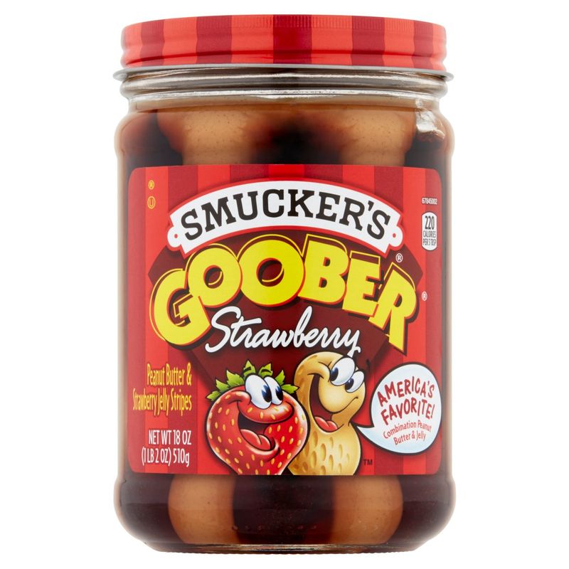 Smucker's Goober Peanut Butter &amp; Strawberry Jelly Stripes, 18 oz