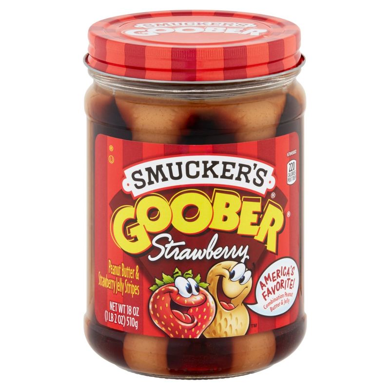 Smucker's Goober Peanut Butter &amp; Strawberry Jelly Stripes, 18 oz