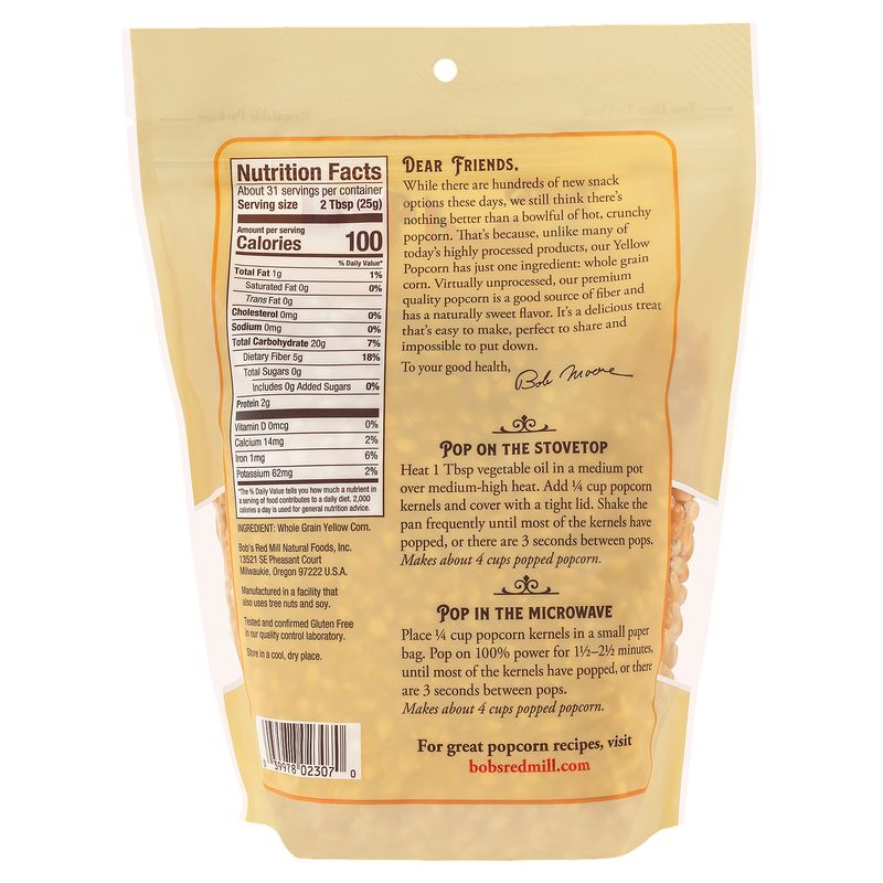Bob's Red Mill Yellow Popcorn, 30 oz