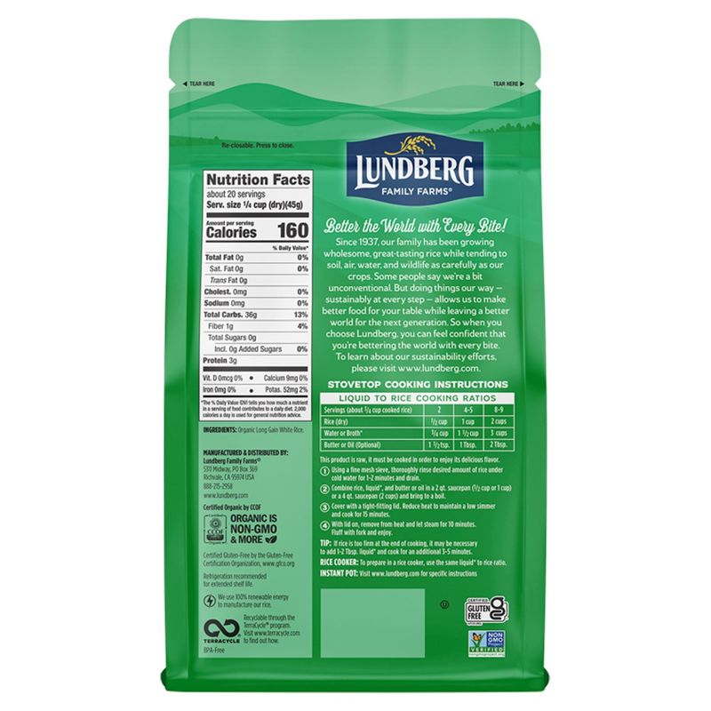Lundberg Family Farms 2LB OG WHITE LONG GRAIN RICE