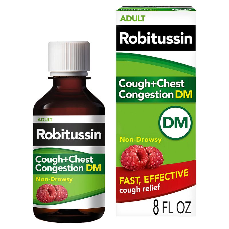Robitussin Adult Cough+Chest Congestion DM Liquid, For Ages 12 &amp; Over, 8 fl oz