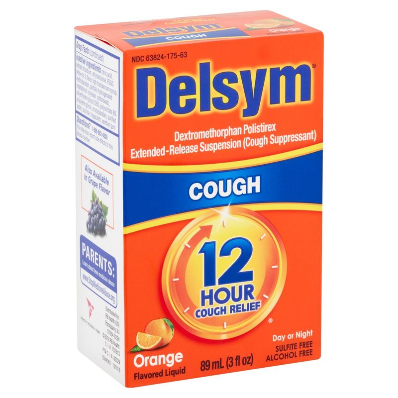 Delsym 12 Hour Cough Relief Orange Flavored Liquid, 3 fl oz