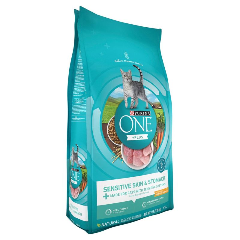Purina ONE + Plus Sensitive Skin &amp; Stomach Adult Cat Food, 7 lb