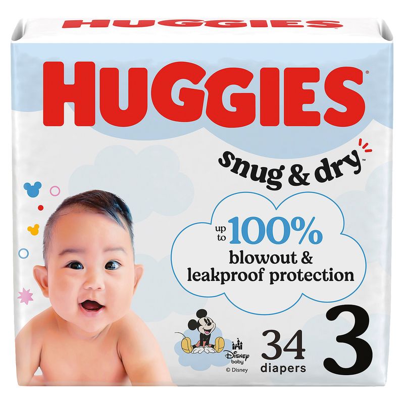 Huggies Snug &amp; Dry Diapers, Size 3, 16-28 lb, 34 count
