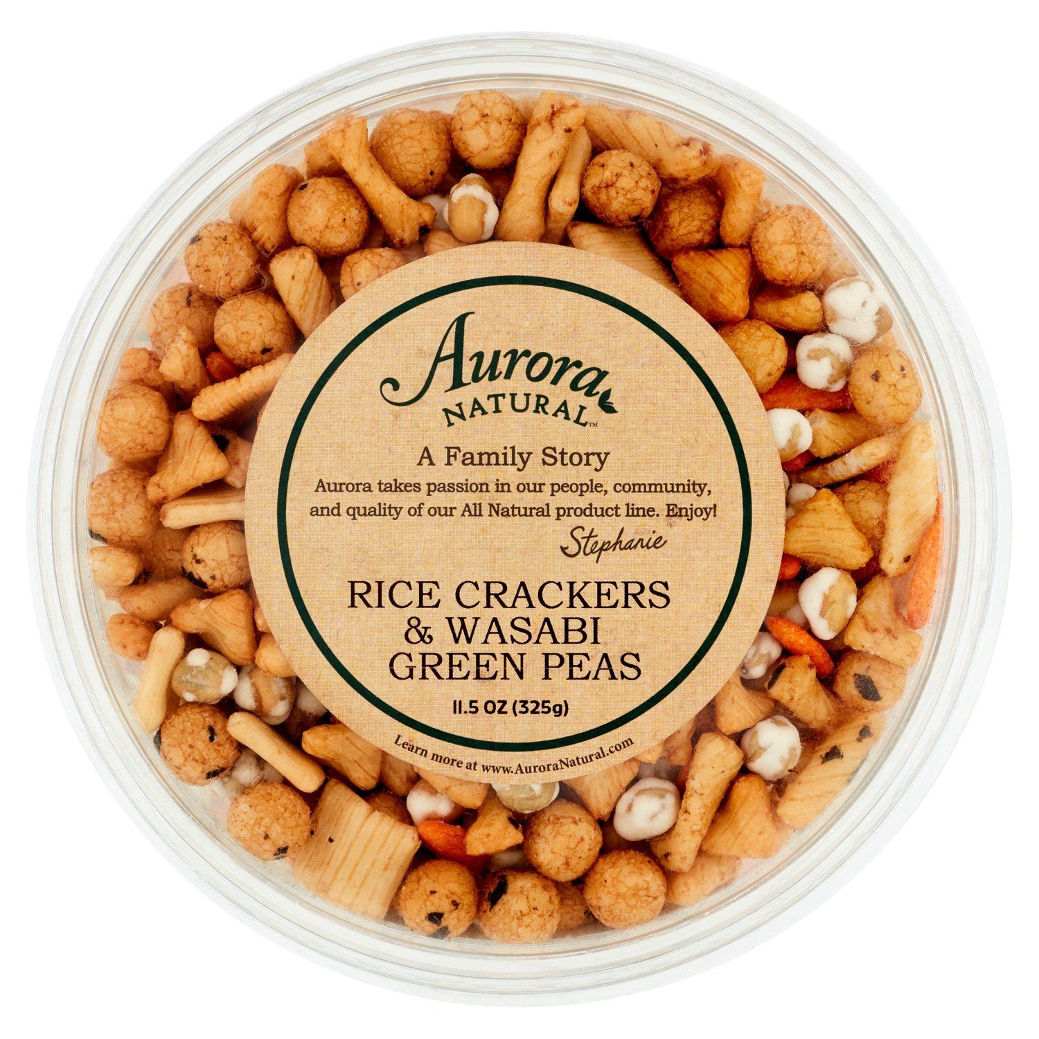 Aurora Natural Rice Crackers &amp; Wasabi Green Peas, 11.5 oz