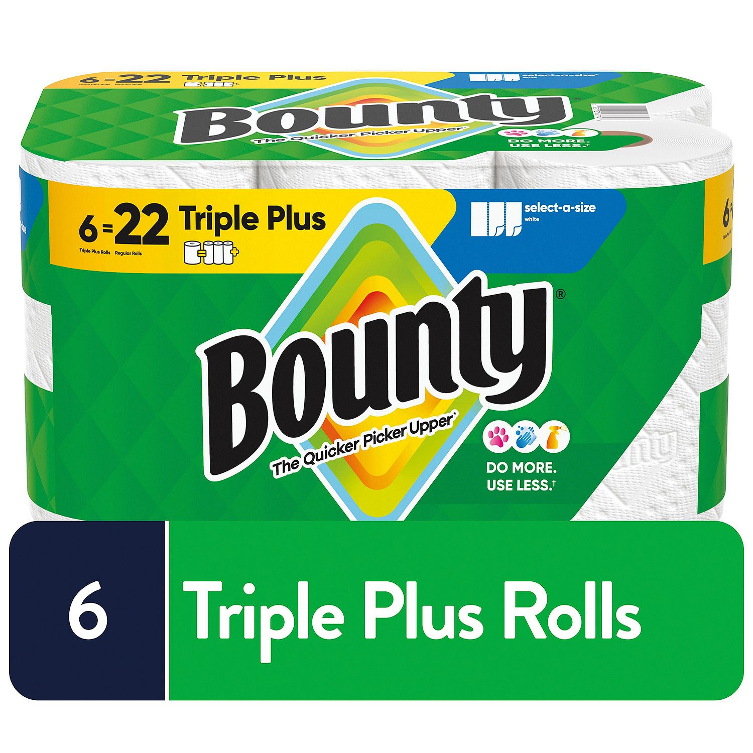 Bounty Triple Plus Paper Towel Rolls, 6 count