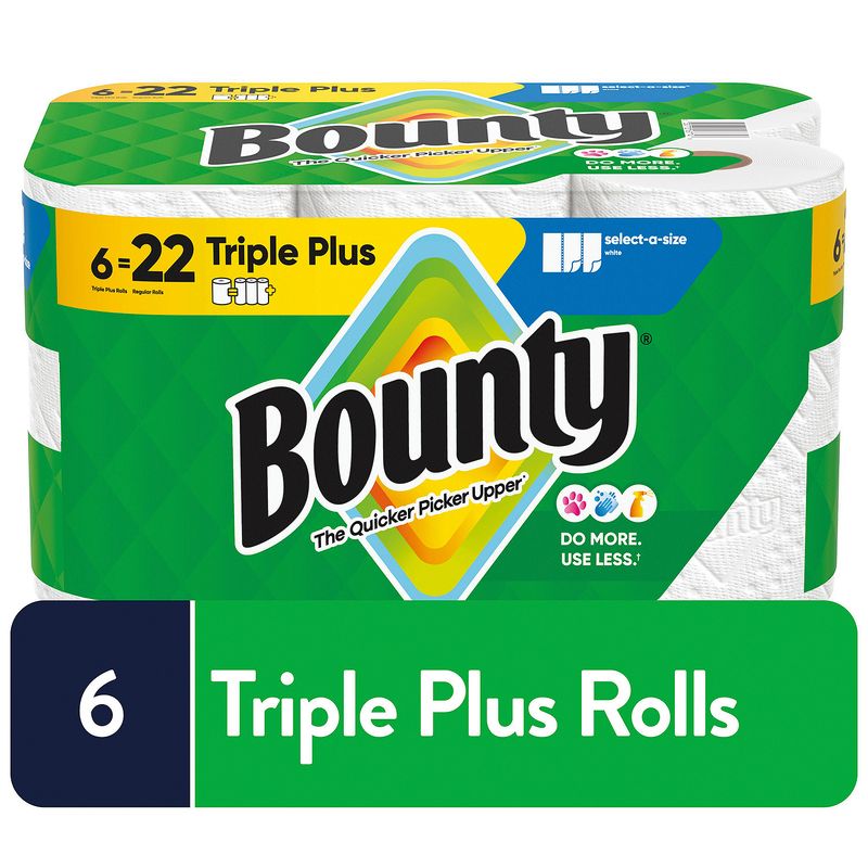 Bounty Triple Plus Paper Towel Rolls, 6 count
