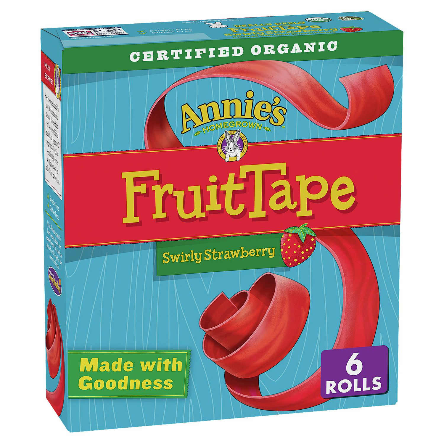 Annie's Homegrown Swirly Strawberry Fruit Tape, 6 count, 4.5 oz