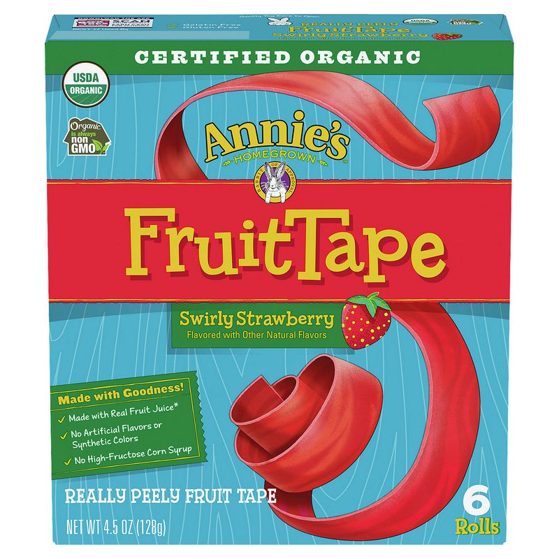 Annie's Homegrown Swirly Strawberry Fruit Tape, 6 count, 4.5 oz