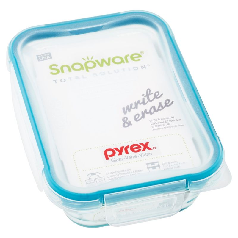 Pyrex Snapware Total Solution 2 Cup Glass Food Storage with Write &amp; Erase Lid