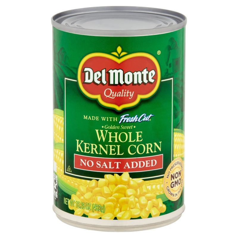 Del Monte No Salt Added Golden Sweet Whole Kernel Corn, 15.25 oz