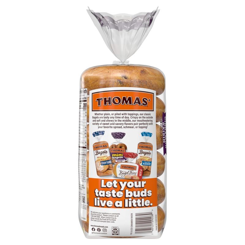 Thomas' Cinnamon Raisin Bagels, 6 count, 1 lb 4 oz