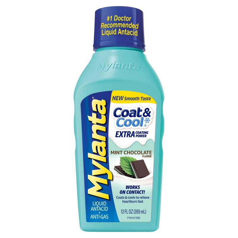 Mylanta Coat &amp; Cool Mint Chocolate Flavor Liquid Antacid, 12 fl oz