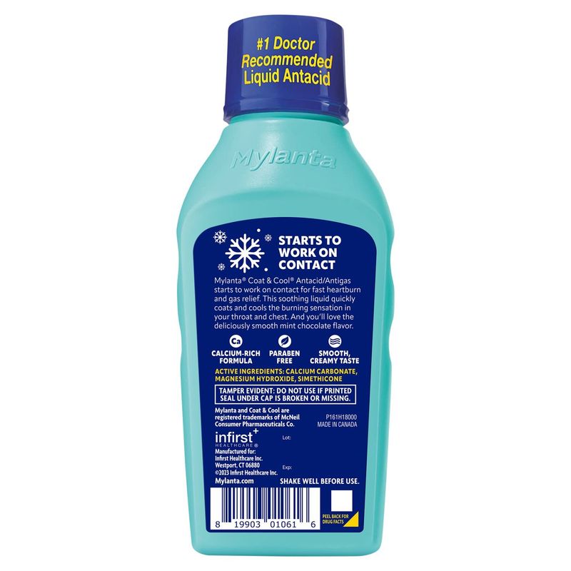 Mylanta Coat &amp; Cool Mint Chocolate Flavor Liquid Antacid, 12 fl oz