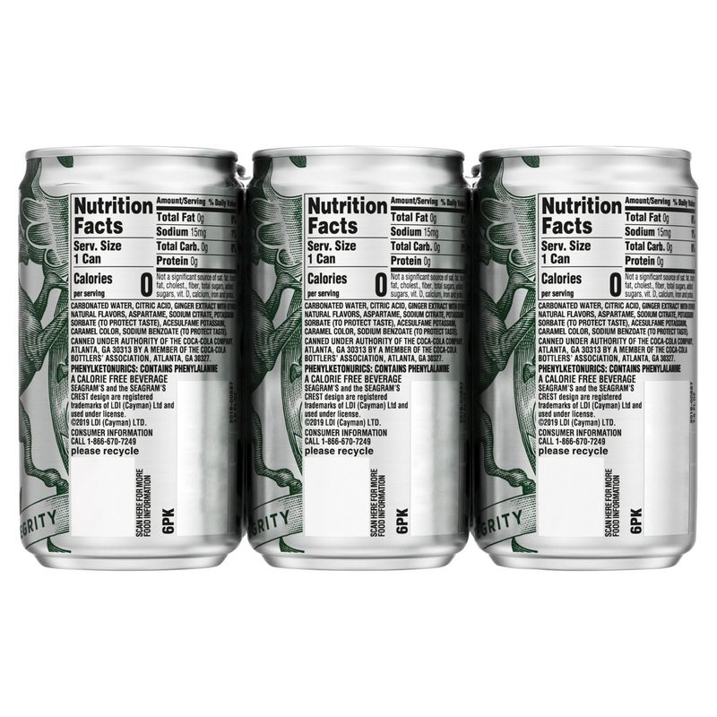 Diet Seagrams Ginger Ale Cans, 7.5 fl oz, 6 Pack