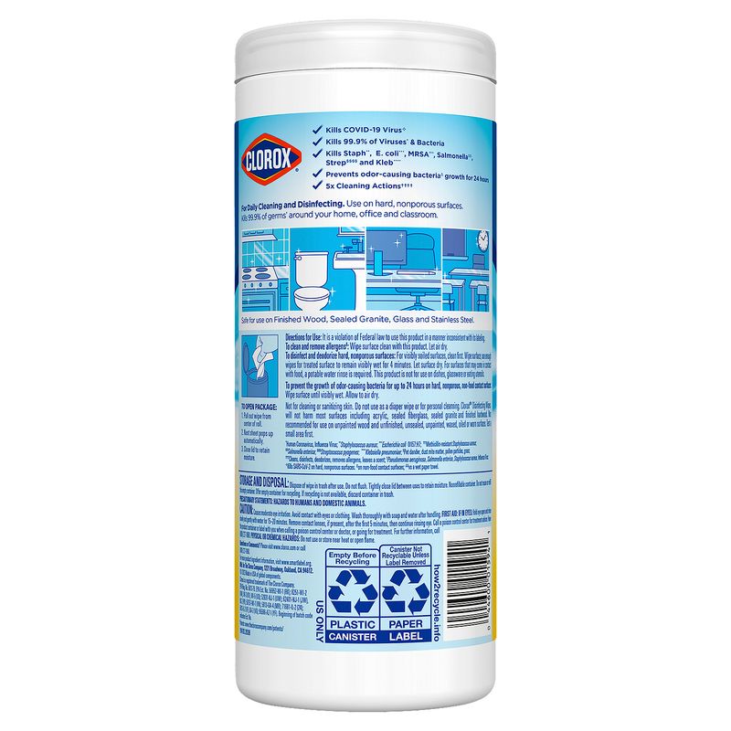 Clorox Crisp Lemon Disinfecting Wet Wipes, 35 count, 7.7 oz
