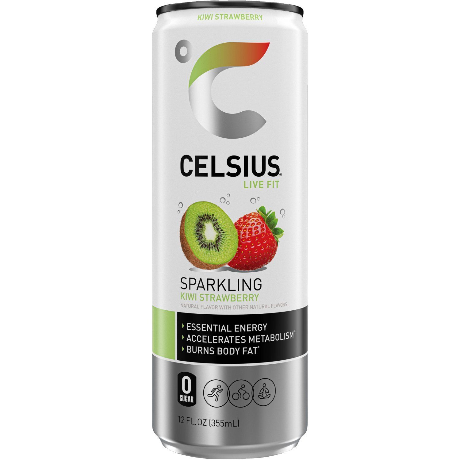 Celsius Live Fit Zero Sugar Energy Drink Sparkling Kiwi Strawberry 12 Fl Oz