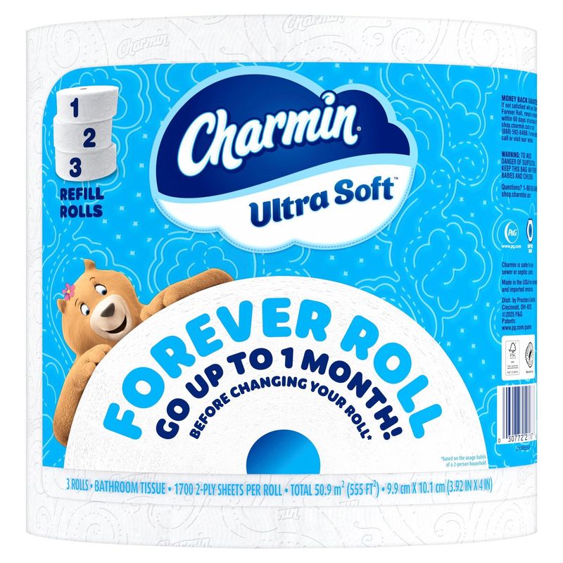 Charmin Ultra Soft Refill Toilet Paper, 1700 2-ply sheets per roll, 3 count