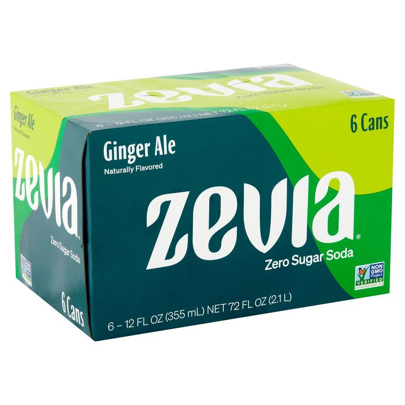 Zevia Ginger Ale Zero Sugar Soda, 355 ml, 6 count