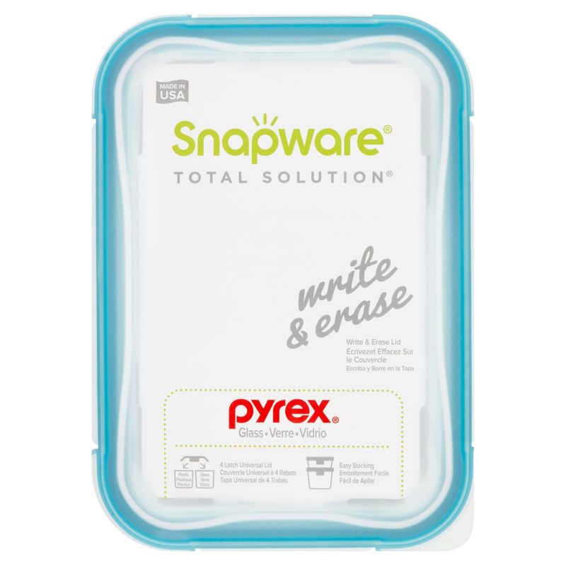 Pyrex Snapware Total Solution 2 Cup Glass Food Storage with Write &amp; Erase Lid
