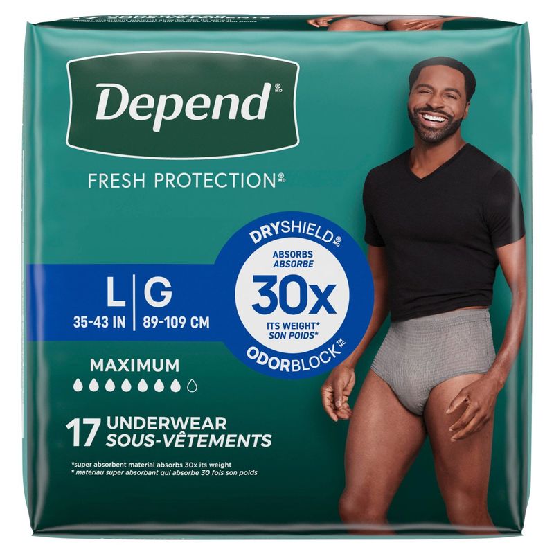 Depend Fresh Protection Maximum Underwear, Size L, 17 count
