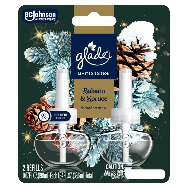 Glade PlugIns Balsam &amp; Spruce Scented Oil Refills Limited Edition, 0.67 fl oz, 2 count