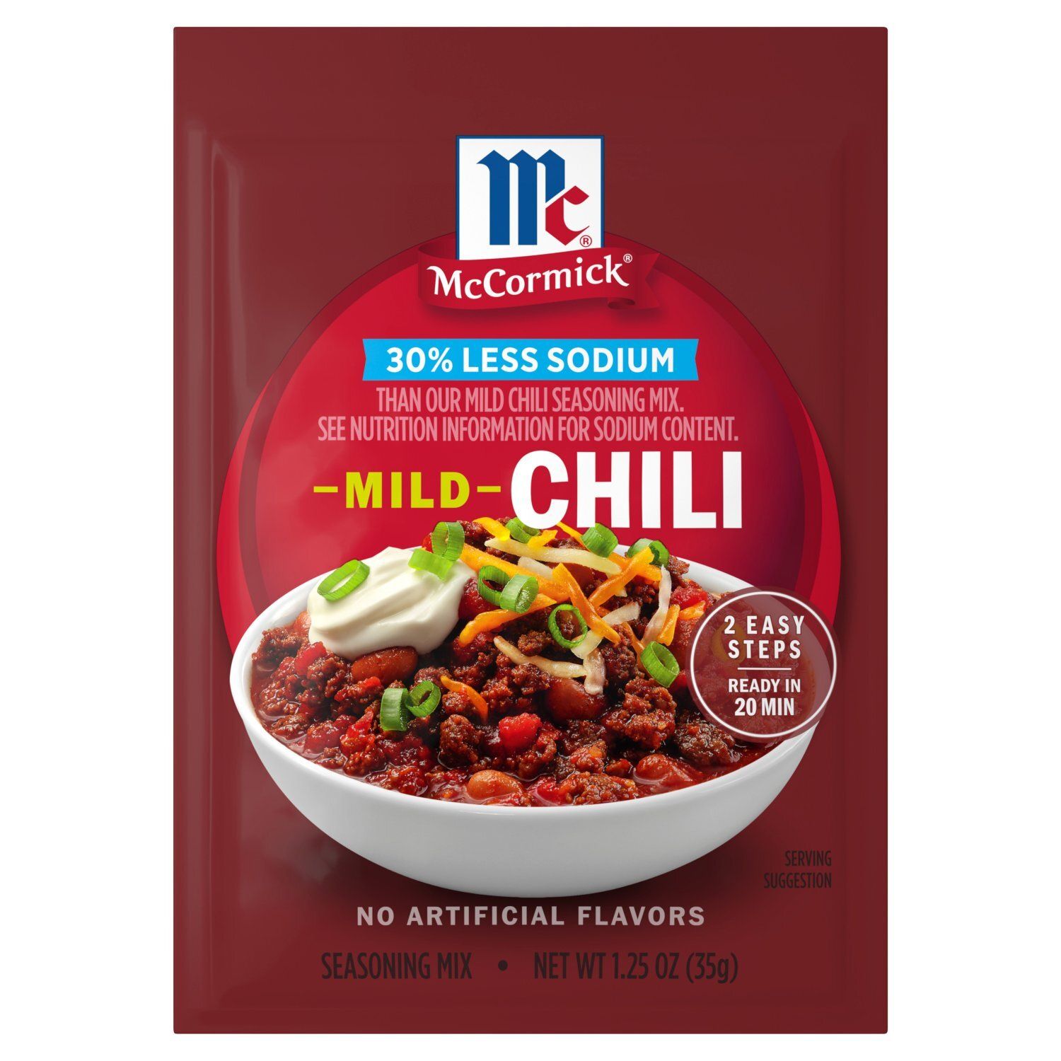 McCormick 30% Less Sodium Mild Chili Seasoning Mix, 1.25 oz