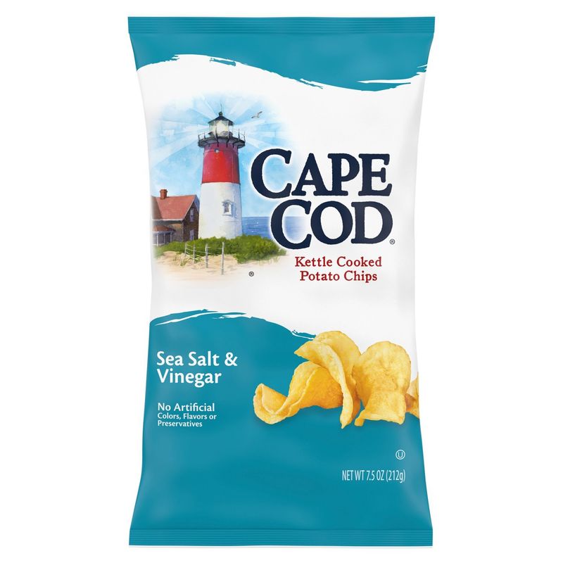 Cape Cod Sea Salt &amp; Vinegar Kettle Cooked Potato Chips, 7.5 oz