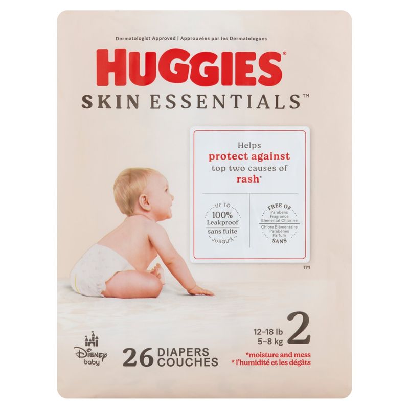 Huggies Skin Essentials Diapers, Size 2, 12-18 lb, 26 count
