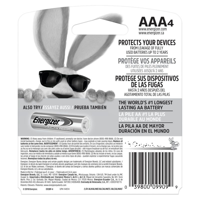 Energizer MAX AAA Batteries (4 Pack), Triple A Alkaline Batteries