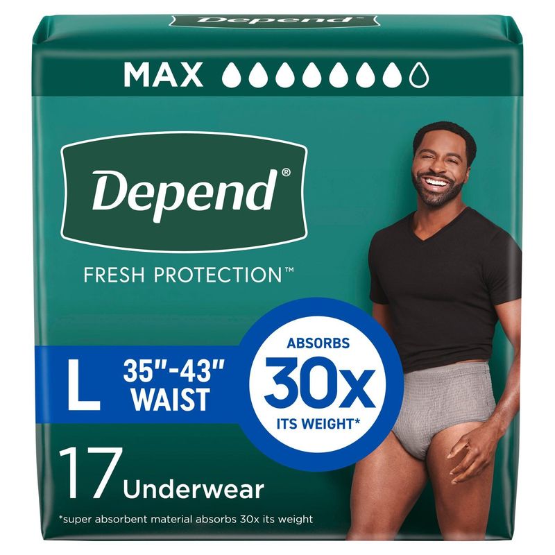 Depend Fresh Protection Maximum Underwear, Size L, 17 count