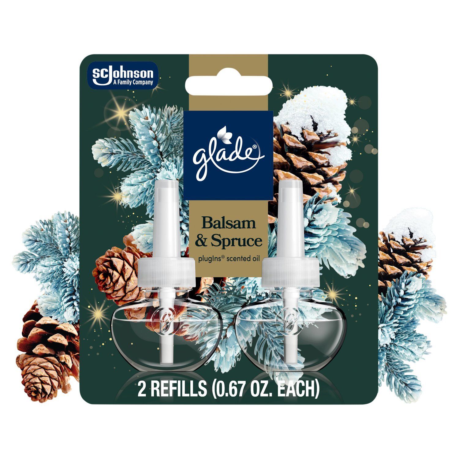 Glade PlugIns Balsam &amp; Spruce Scented Oil Refills Limited Edition, 0.67 fl oz, 2 count