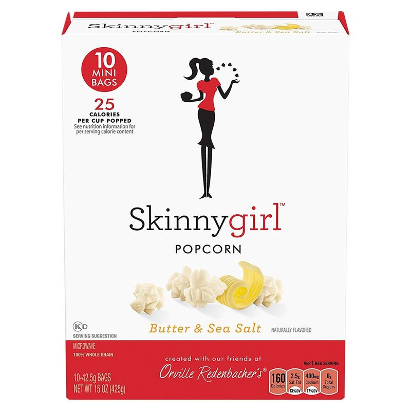 Skinnygirl Butter &amp; Sea Salt Popcorn, 1.5 oz, 10 count
