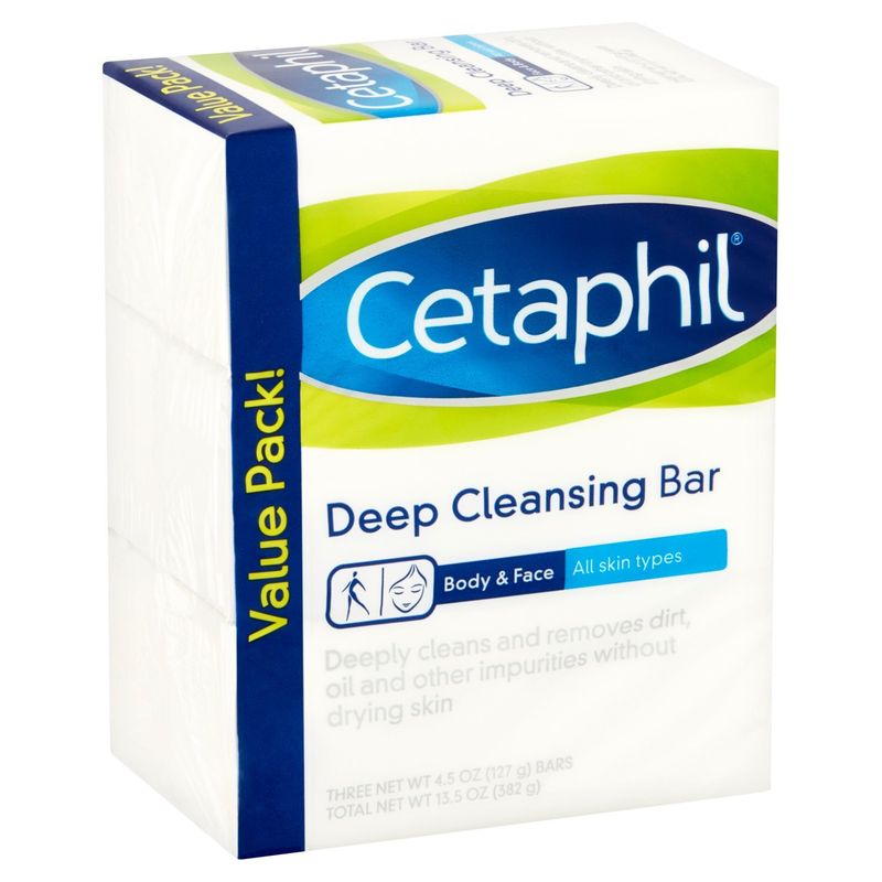 Cetaphil Body &amp; Face Deep Cleansing Bar Value Pack, 4.5 oz, 3 count