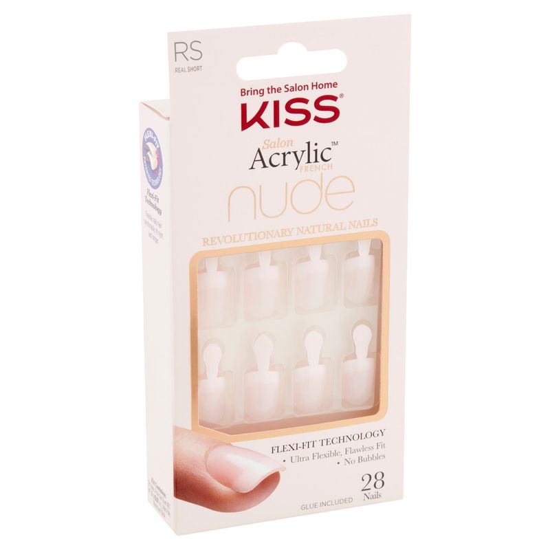 Kiss Salon Acrylic Real Short French Nude Revolutionary Natural Nails