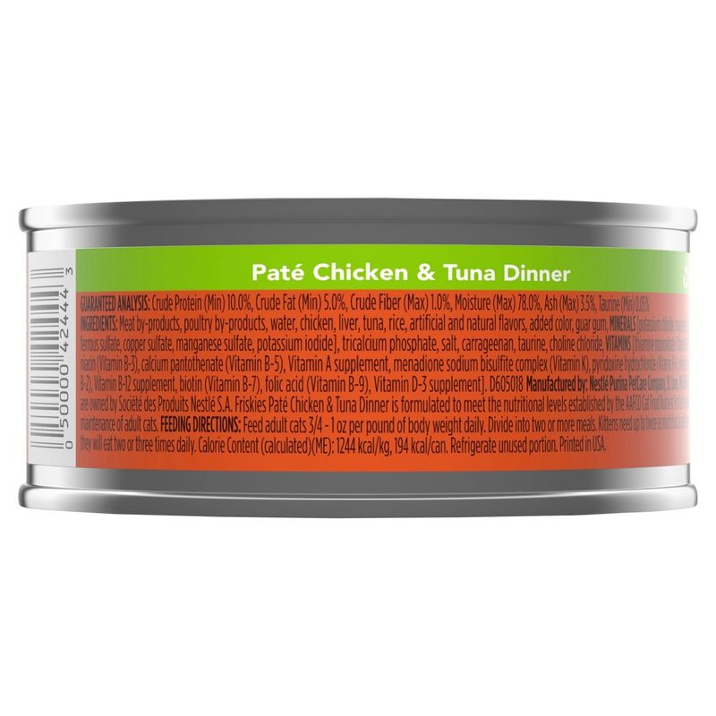 Purina Friskies Paté Chicken &amp; Tuna Dinner Cat Food, 5.5 oz