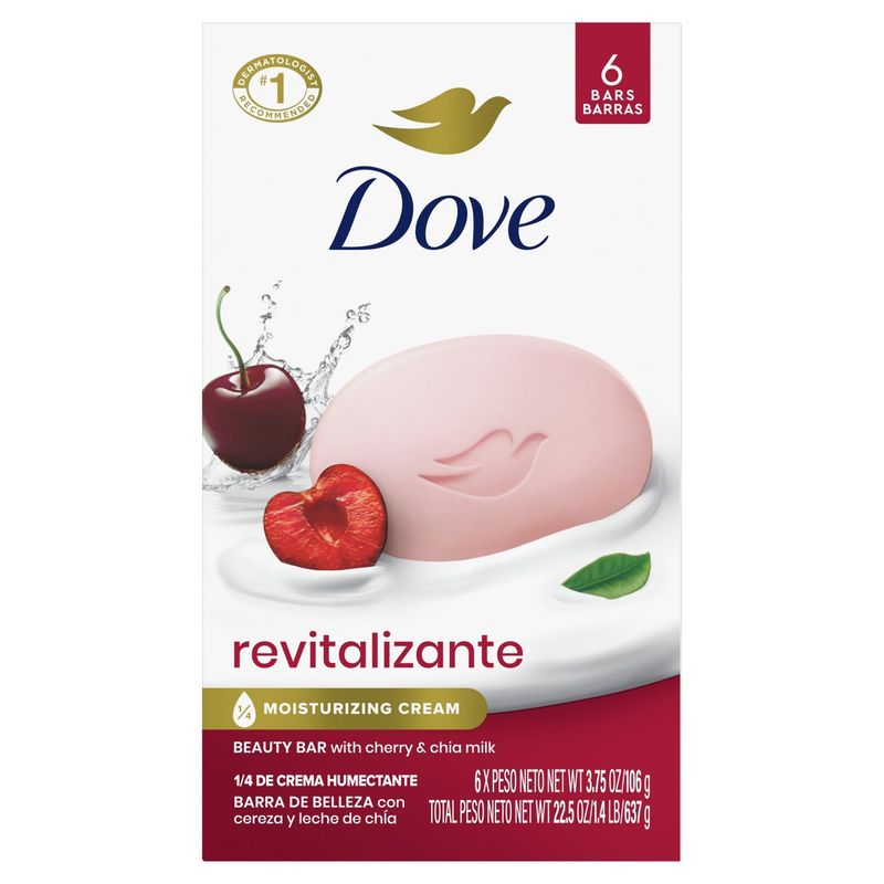 Dove Revitalizante Beauty Bar with Cherry &amp; Chia Milk, 3.75 oz, 6 count