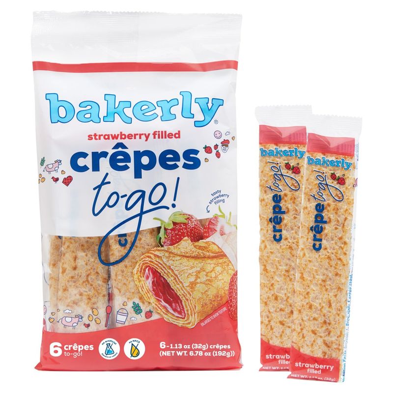Bakerly Strawberry Filled Crêpes To-Go!, 1.13 oz, 6 count