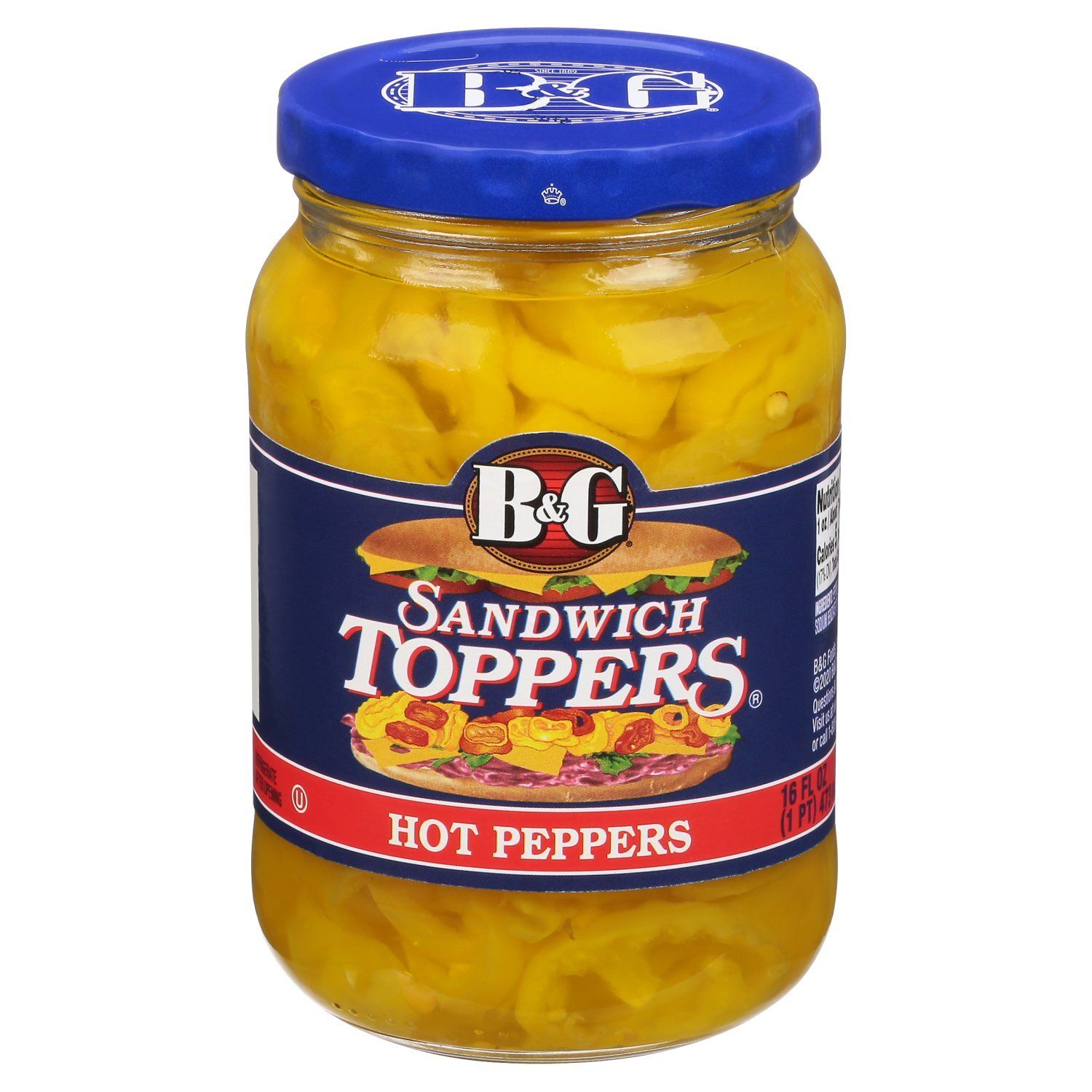 B&amp;G Sandwich Toppers Hot Peppers, 16 fl oz