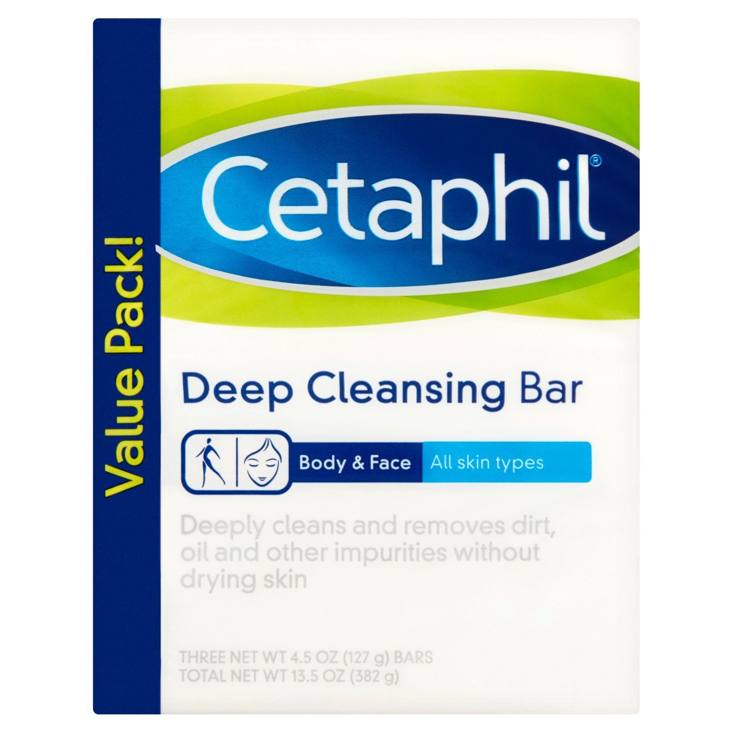 Cetaphil Body &amp; Face Deep Cleansing Bar Value Pack, 4.5 oz, 3 count