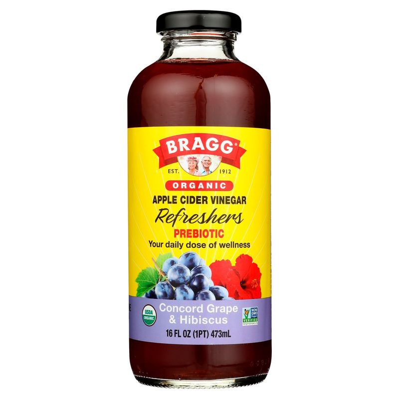 Bragg Organic Concord Grape &amp; Hibiscus Prebiotic Apple Cider Vinegar, 16 fl oz