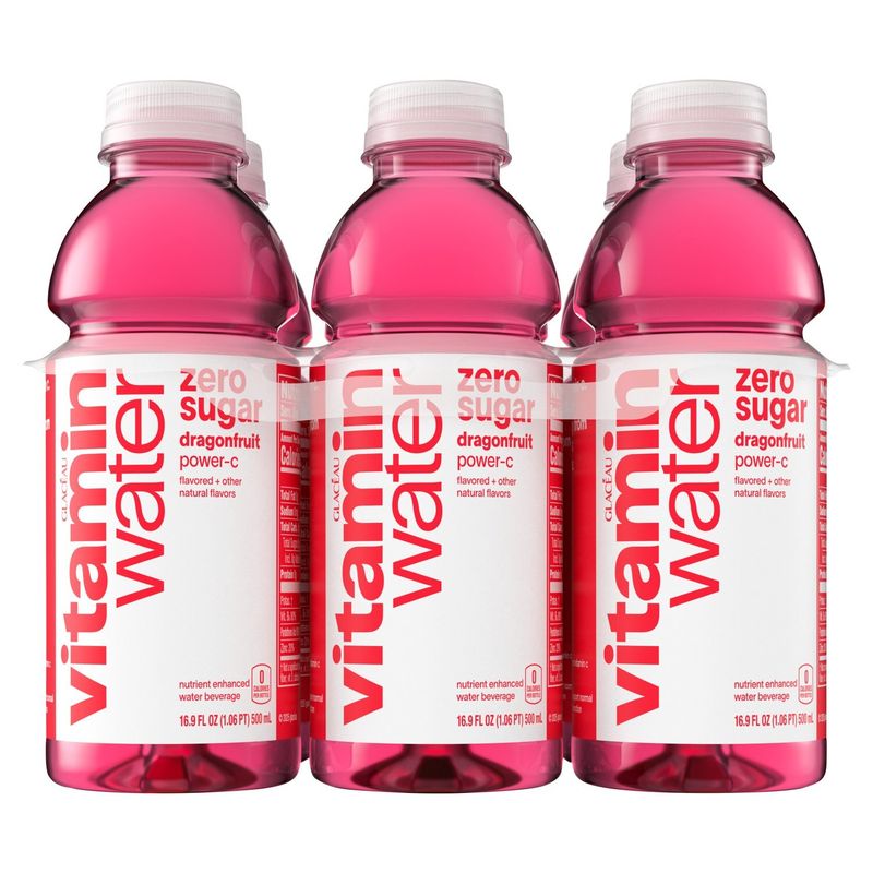 Glacéau Vitaminwater Zero Sugar Dragonfruit Power-C Water Beverage, 16.9 fl oz, 6 count