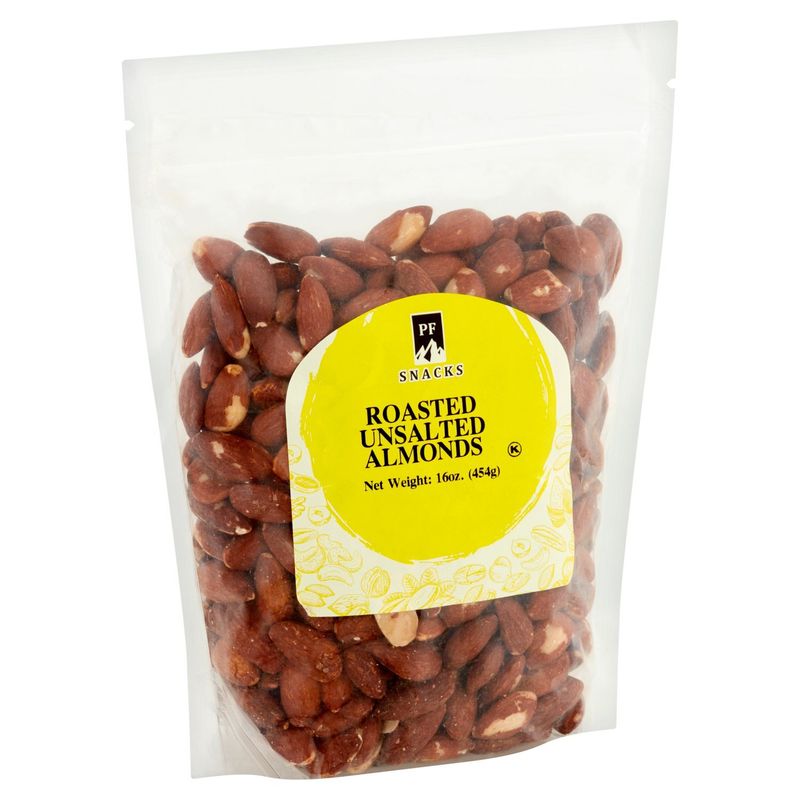 PF Snacks Roasted Unsalted Almonds, 16 oz