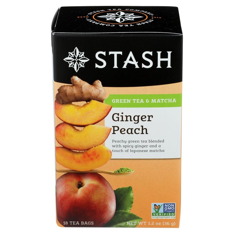 STASH Green Tea &amp; Matcha Ginger Peach Tea Bags, 18 count, 1.2 oz