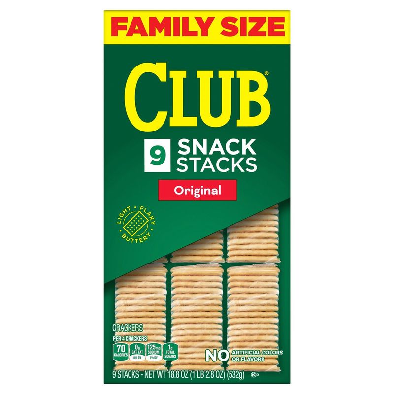 Club Snack Stacks Original Crackers Family Size, 9 count, 18.8 oz